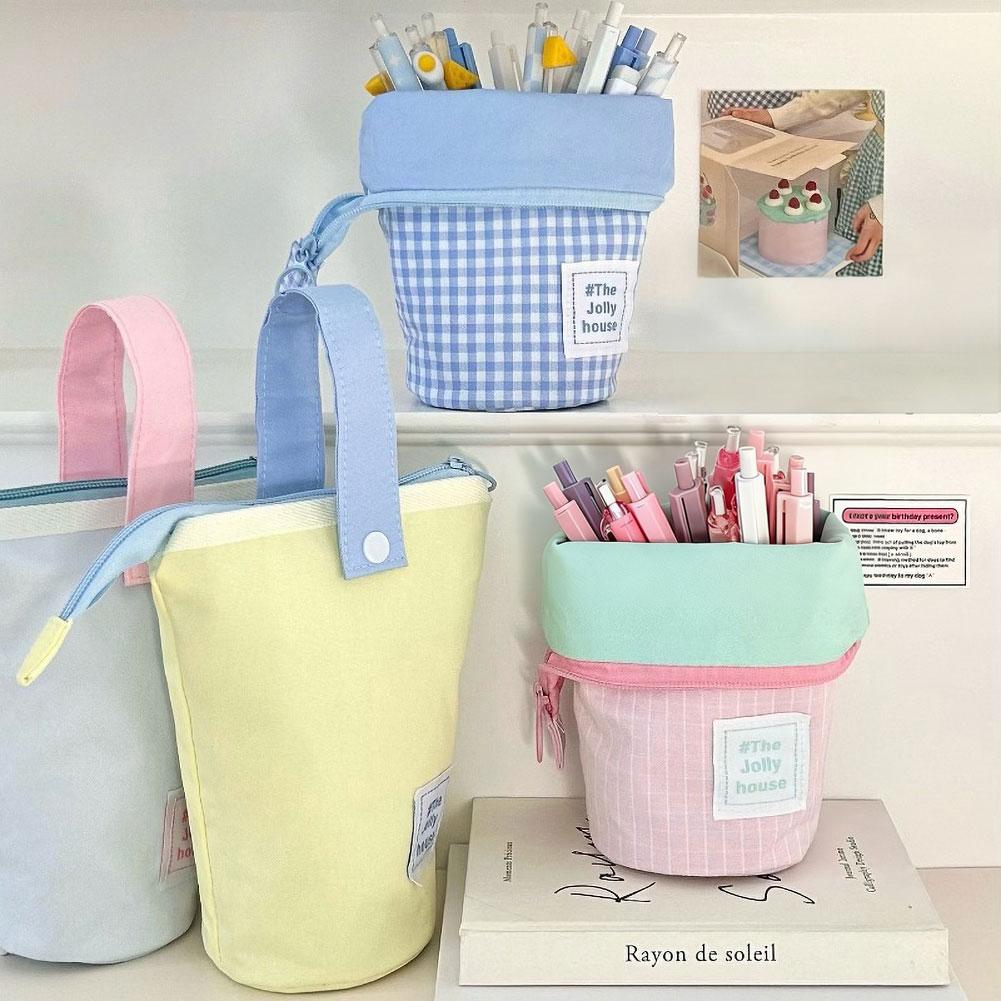 Large Capacity Pencil Case, Zipper Fabric  Desk Organizer Stationery Storage Bag Pen Holder Office School Supplies Students Gift