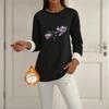 Women's Lined Long Sleeve Round Neck Halloween Print Tops for Winter Casual Wear