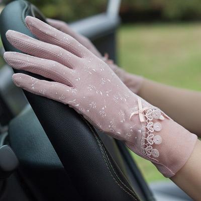 Elegant Lace Bow Gloves for Women - Breathable Sun Protection, Perfect for Spring & Summer Outdoor Activities