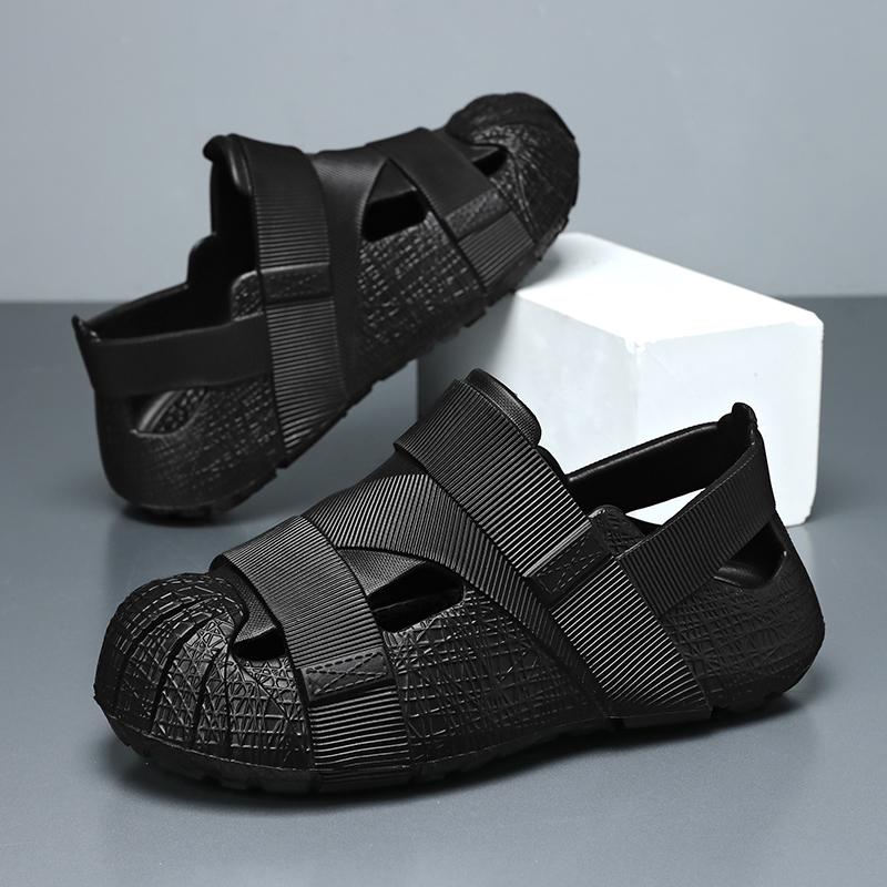 

Fashion Summer Men s Outdoor Hollow Sandals Flat Bottom Non Slip Women s Garden Beach Breathable Soft Bottom Sneakers Large Sandals 36 чёрный