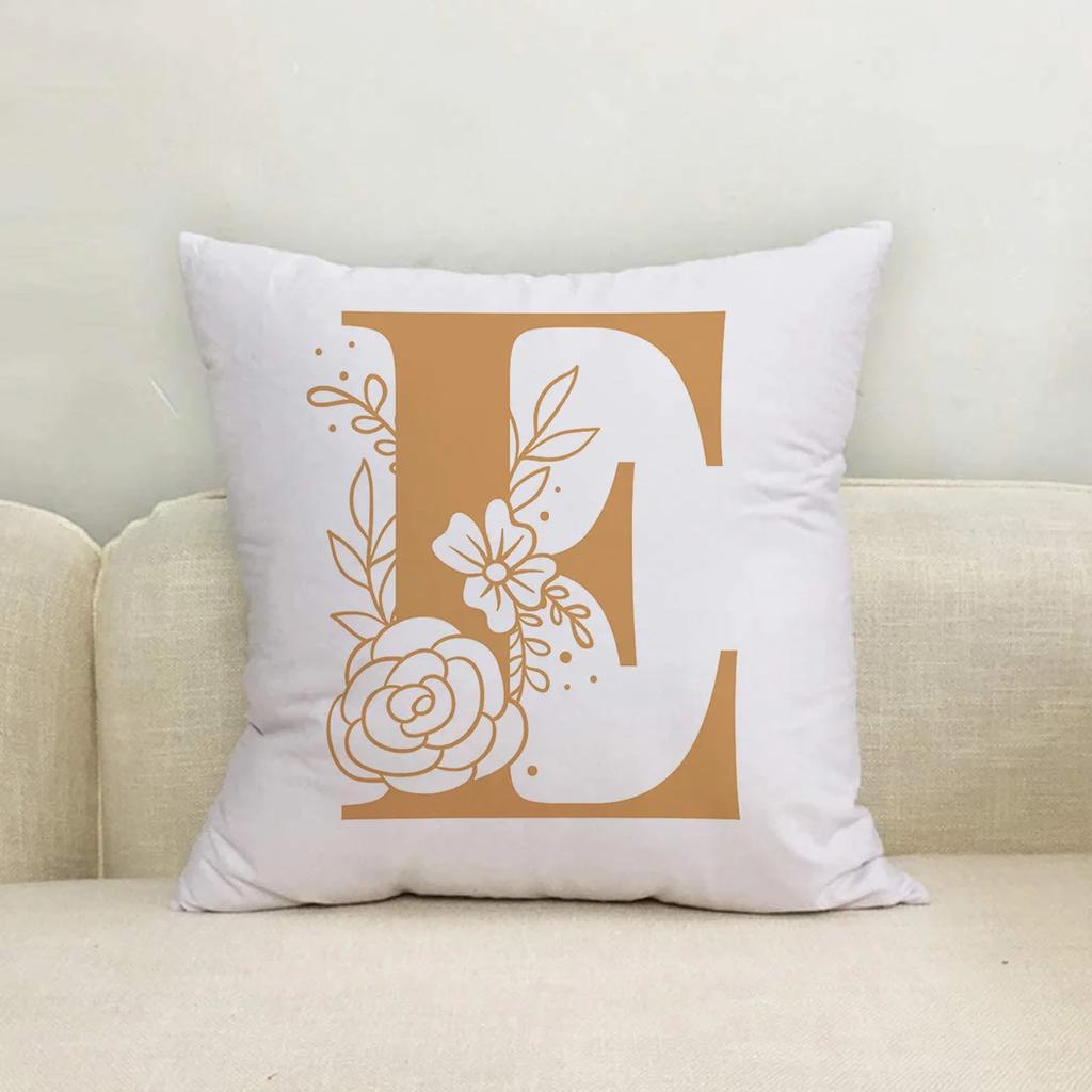 Heimdekoration Pflanze Alphabet A B C Muster Sofa Rückenkissenbezug Mode Frauen Kissen