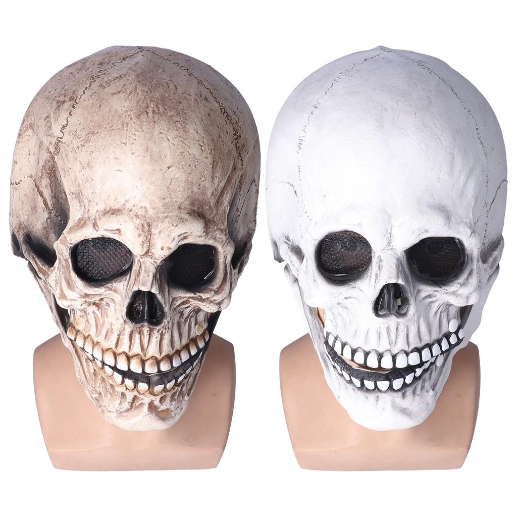 Cadılar Bayramı Kafatası Kaskı Lateks Hareketli Çene Tam Kafatası Kaskı Tatil Partisi Dekorasyonu Cosplay Cos