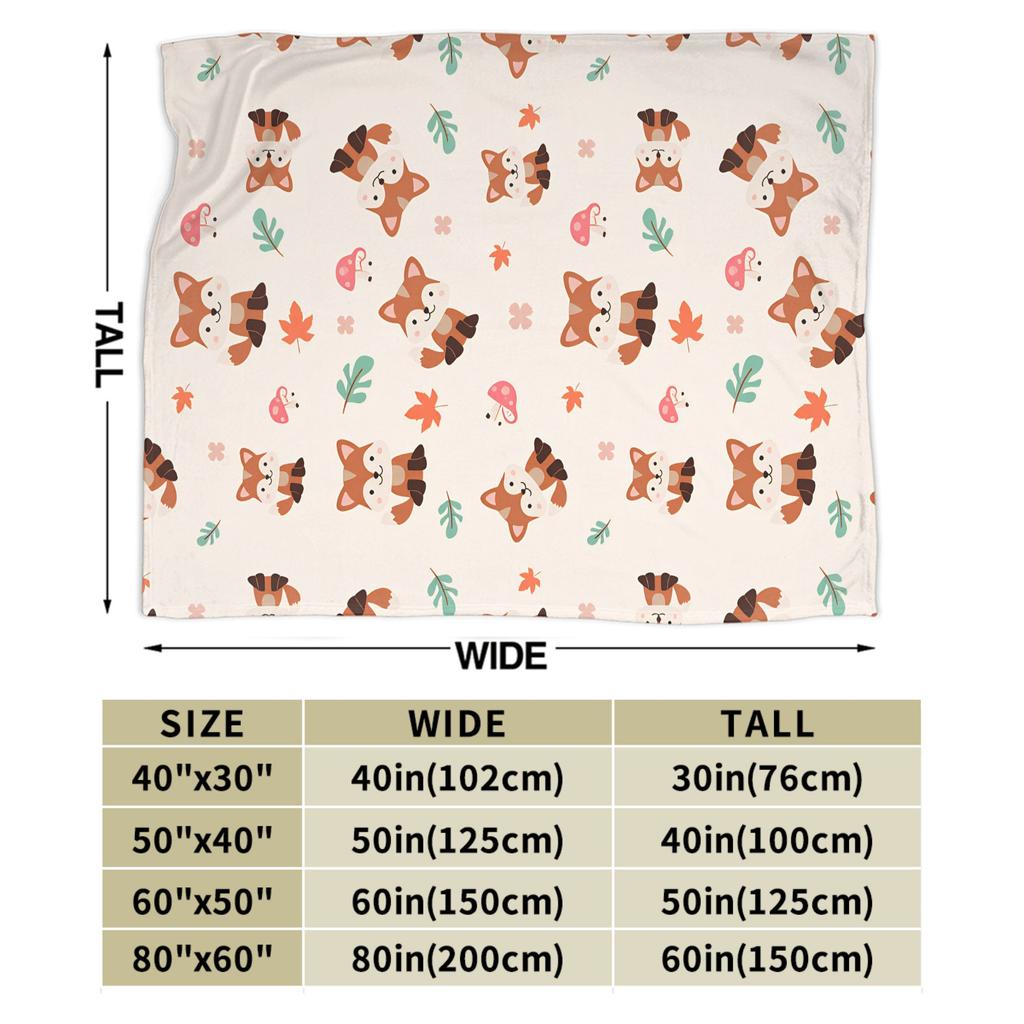 Cute Fox Blanket Super Soft  Throw Blanket Winter Adults Child Chair Sofa Bed Plane Travel Bedspread