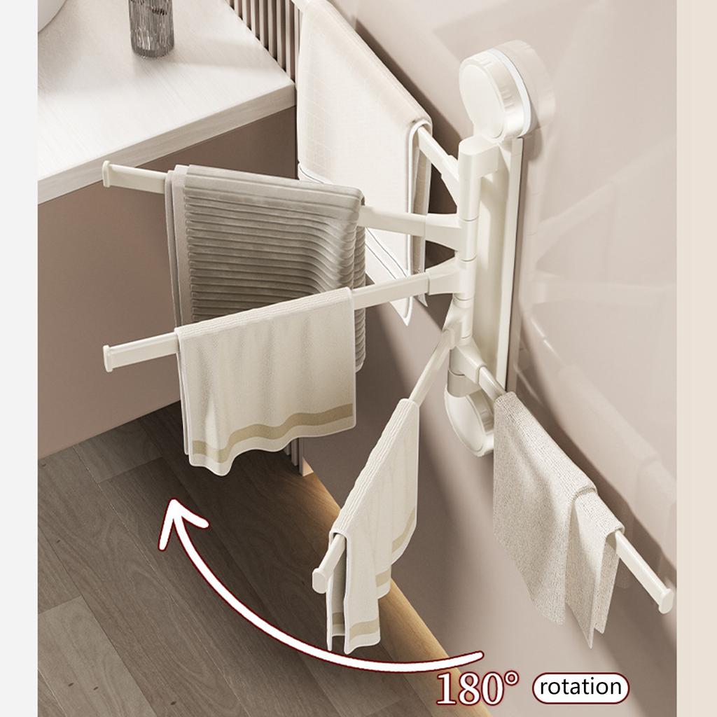 Easy Installion Suction Towel Rack Double Rod Rotates Home Accessory for Renters and Without Damaging to Most Wall