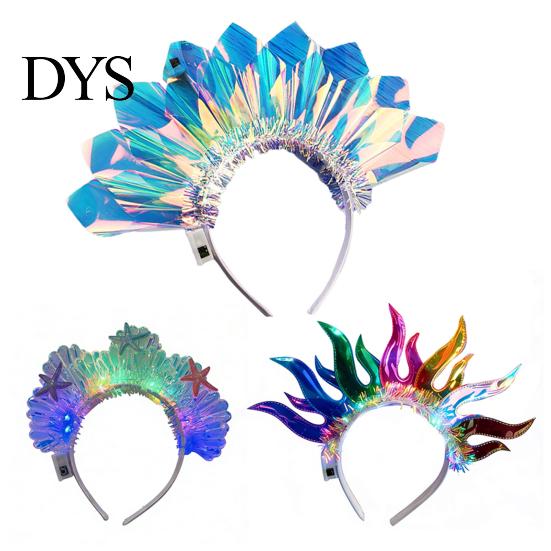 Festival Kopfschmuck 1/2 Stück LED Leuchtendes Stirnband Verstellbar Leicht Holografische Folie Leuchtendes Haar Accessoire Haarband Herren Damen Feiertag Tanzparty