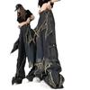Damen Retro Lockere Schlanke Jeans - Frühjahrsdesign mit roher Kante, geradem weitem Bein und trendigen Mop-Hosen