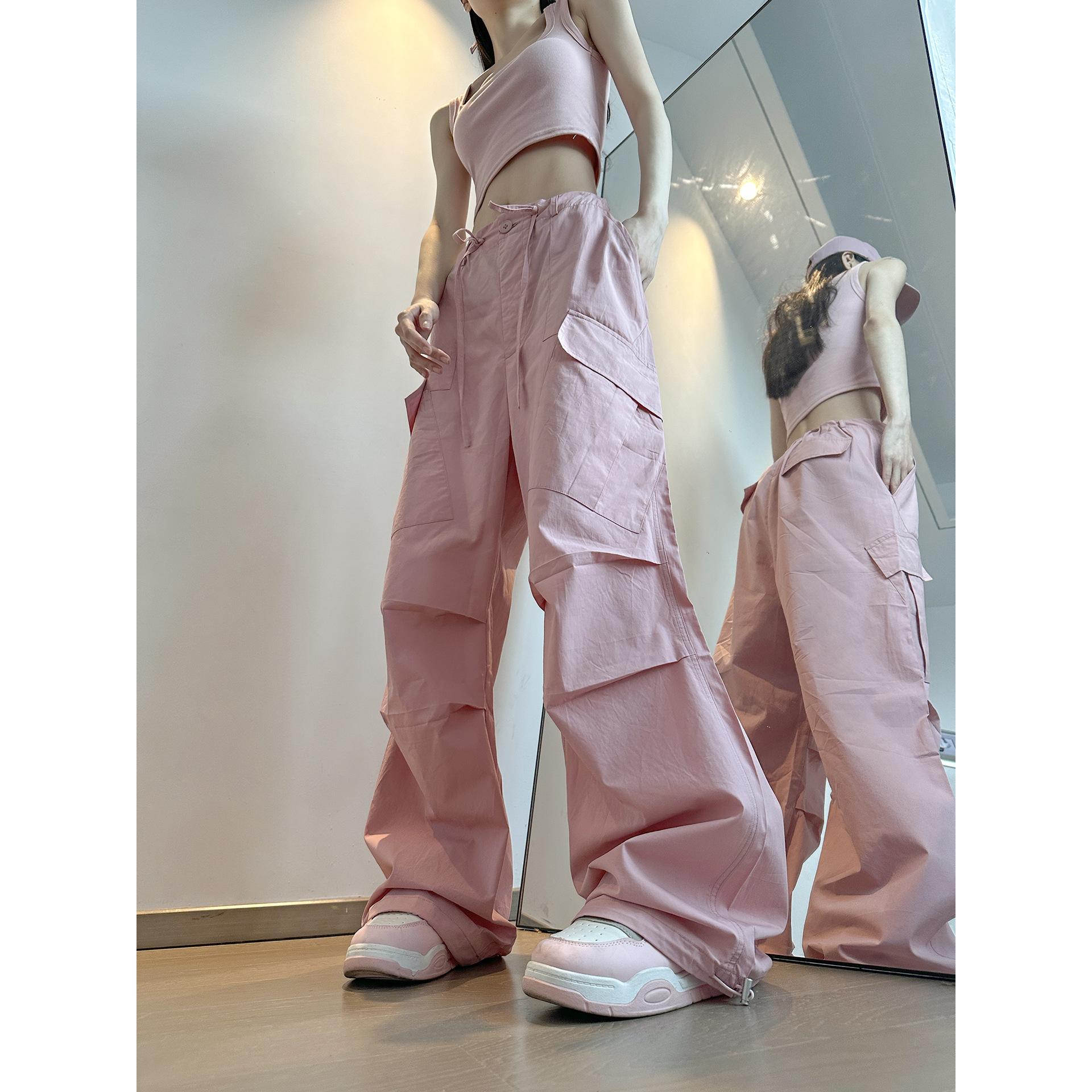 

Рабочие брюки из чистого хлопка для женщин для осени, повседневные брюки, тонкие, свободные, облегающие бедра, хип-хоп, уличные танцы, широкие брюки, длинные брюки L