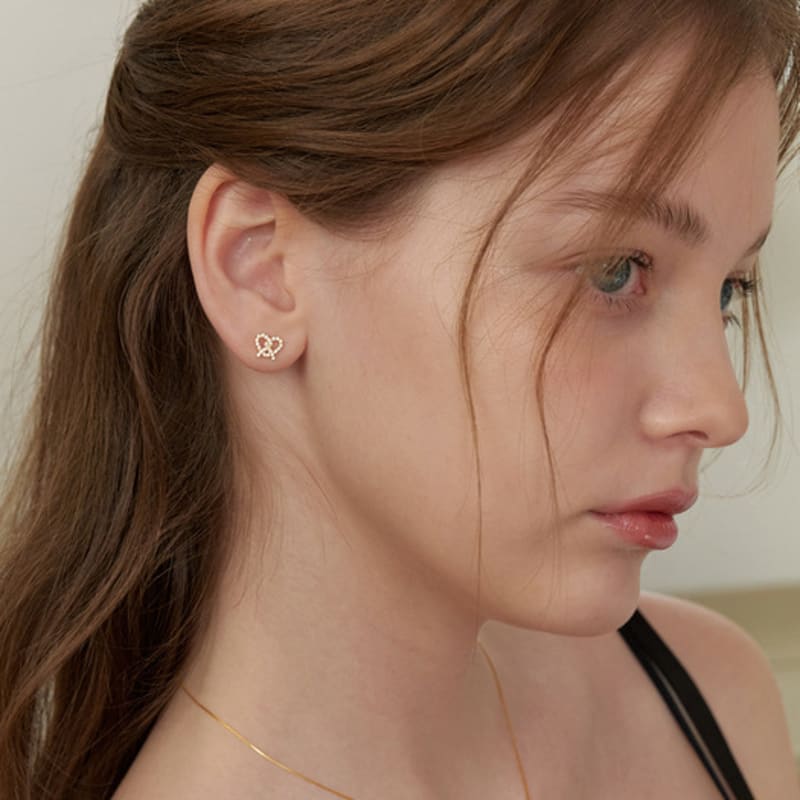 Tatiana (925 Silver) Pave Pretzel Heart Earrings EC3090