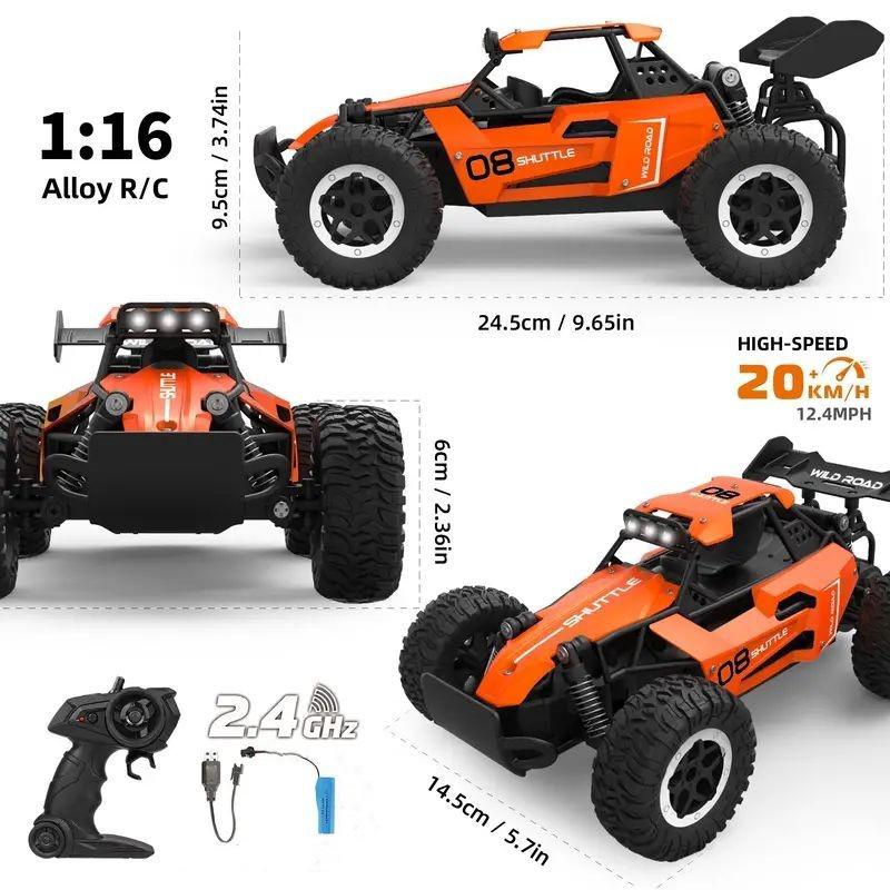 1:16 RC 2.4G High-Speed Alloy Remote Control Car - Off-Road, Climbing, and Drift Racer