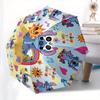 Disney Stitch,Rainbow,Flowers Manual Opening and Closing Umbrella, 8-Rib Reinforced Folding Design, Lightweight