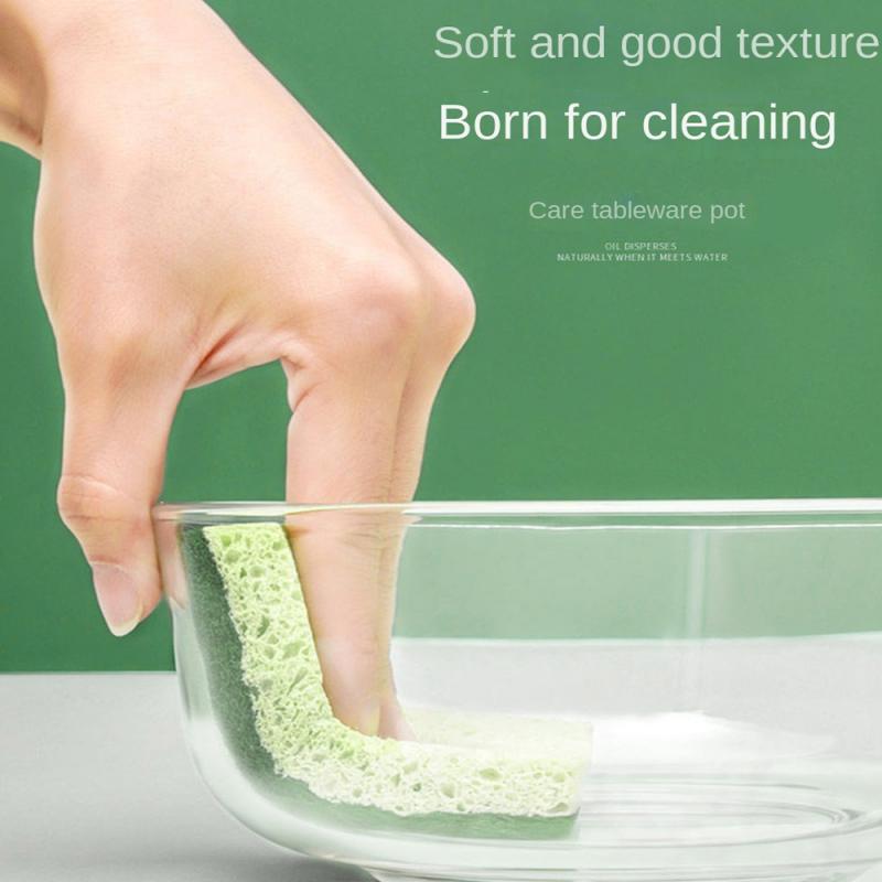Wood Pulp Dishwashing Sponge Double-Side Pot Dish Cleaning Sponge Absorbing Scouring Pad Household Cleaning Tools