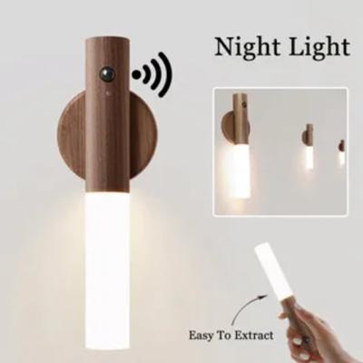 1ks LED dřevěné USB noční světlo magnetická nástěnná lampa světlo do kuchyňské skříňky skříně domácí schodiště ložnice stolní přenosná lampa osvětlení u postele