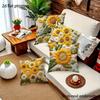 2/4pcs 2D Floral Print 45x45cm Zipper Closure Machine Washable Throw Pillow Covers Soft Sunflower & Daisy Bed Pillowcase