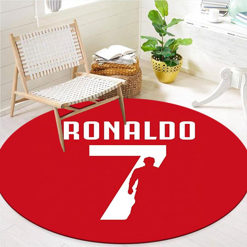 CR7 Cristiano Ronaldo Round Area Rug,Carpet Rug for Living Room Bedroom Sofa Playroom Decor,Non-slip Floor Mat