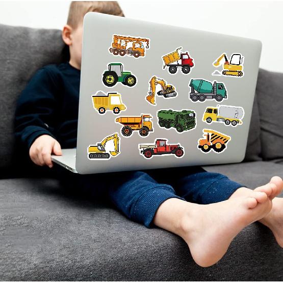 50pcs Transportation Vehicle Truck Stickers Decals for Kids Toddlers Boys Girls, Cartoon Vehicle Vinyl Stickers for Water Bottle Laptop Skateboard