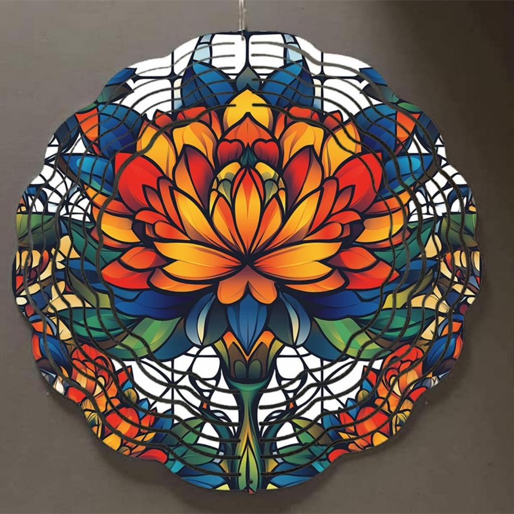 Metal Wind Chime 25.4 Inch Lotus Flower Design Colorful Garden Decor for Patio Outdoor All Seasons No Electricity Needed Durable Hanging