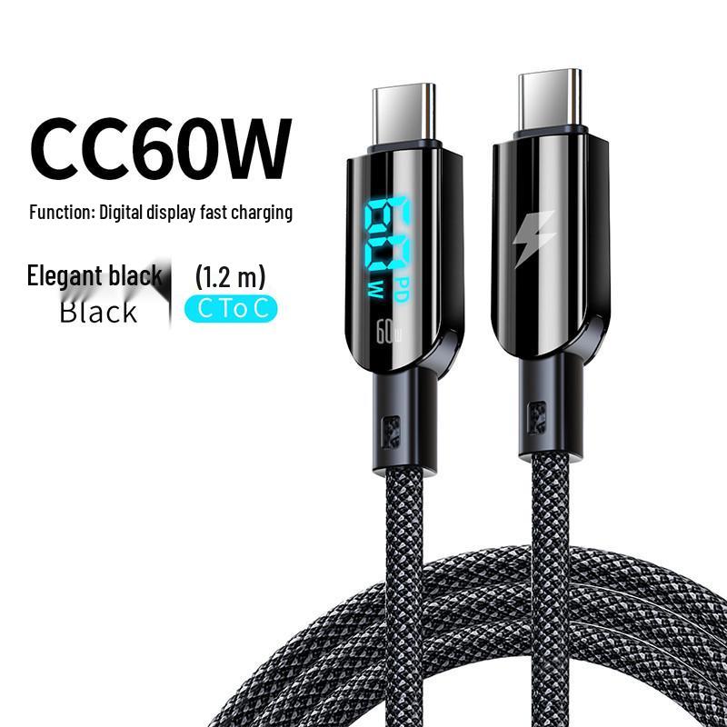 100W Digital Display Type-C Fast Charging Cable, Compatible with Huawei, Honor, Oppo, and Xiaomi (6A)