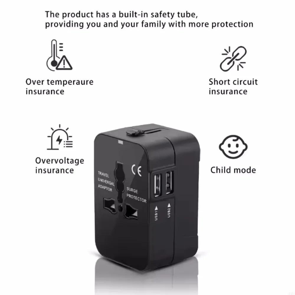 Dual USB Ports Universal Travel Adapter UK to EU Plug Adapter Wall Charger AC Power Converter World for USA EU UK AUS