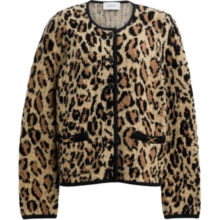 

Coach FW25 Leopard Print Round Neck Button Pocket Long Sleeve 3D C Logo Cardigan Jacket Women jackets CCN42-LEO S