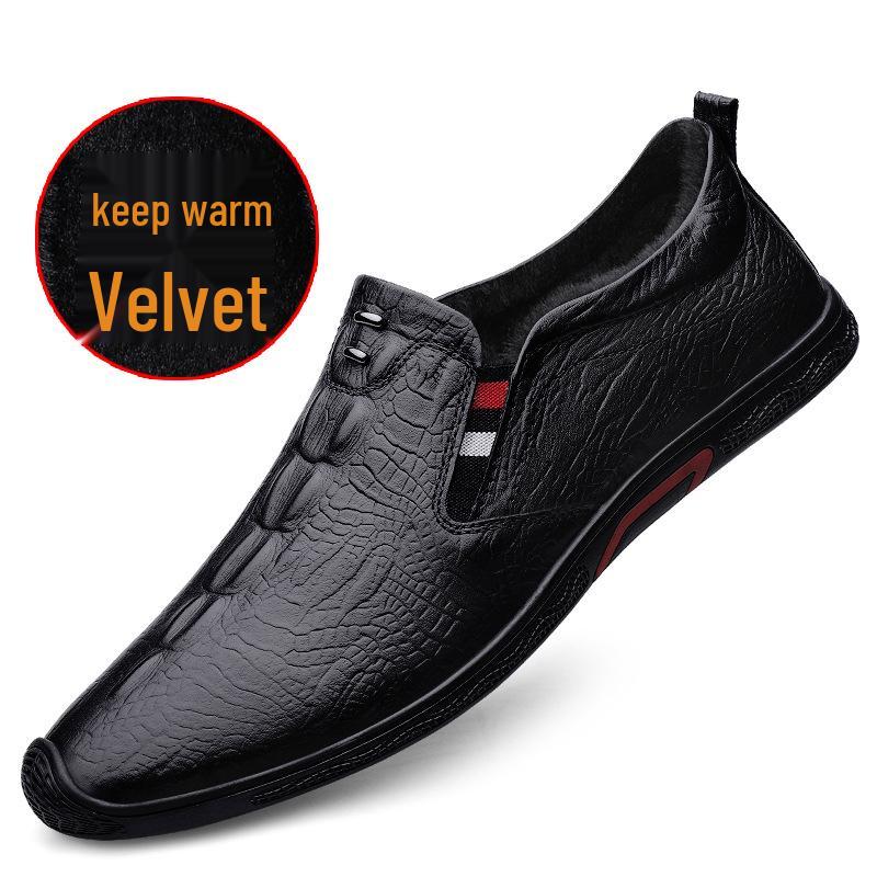 Men s Autumn Casual Leather Slip-On Shoes - Crocodile Embossed, Breathable Cowhide for Driving 43