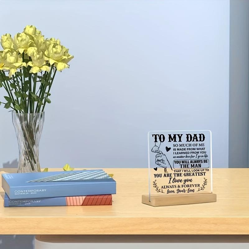 Heart-Holding Acrylic Plaque. Wooden Base, an Inspirational Gift for Dads & Special Occasions.
