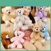 Cute Seven Color Teddy Bear Plush Toy Soft Stuffed Animal Doll With Ribbons