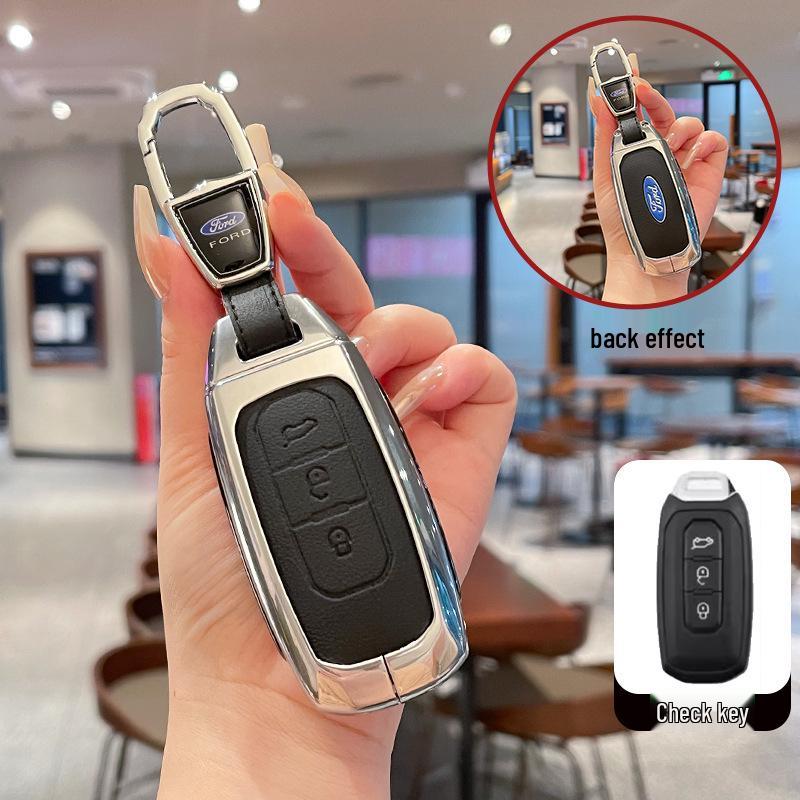 Metal Leather Key Case for 2022 Jiangling Ford Lingrui, Territory, and Transit.