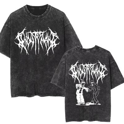Ghostemane Potiskované Prané Tričko Pánské Ležérní Gotické Oversized Streetwear Pánské Hip Hop Y2K Rap Rock Trap Metal Vrcholy Trička