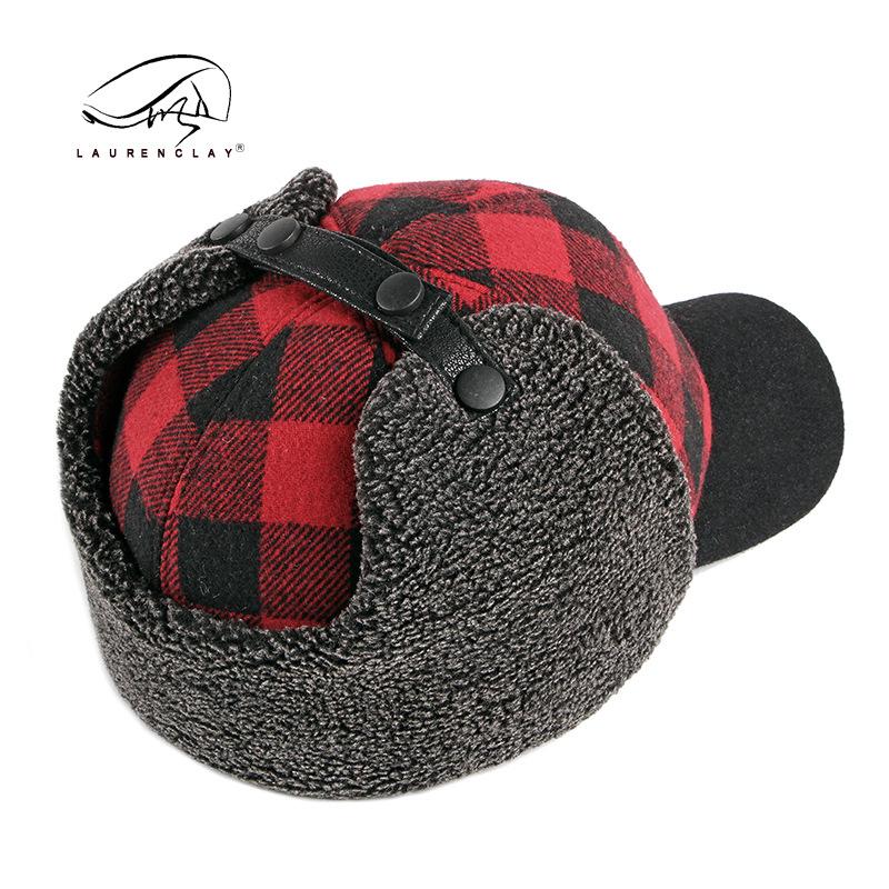

Peaked cap women s autumn and winter outdoor warm baseball cap men s fleece thickened plaid ear protector cotton hat tide L【56-58cm】