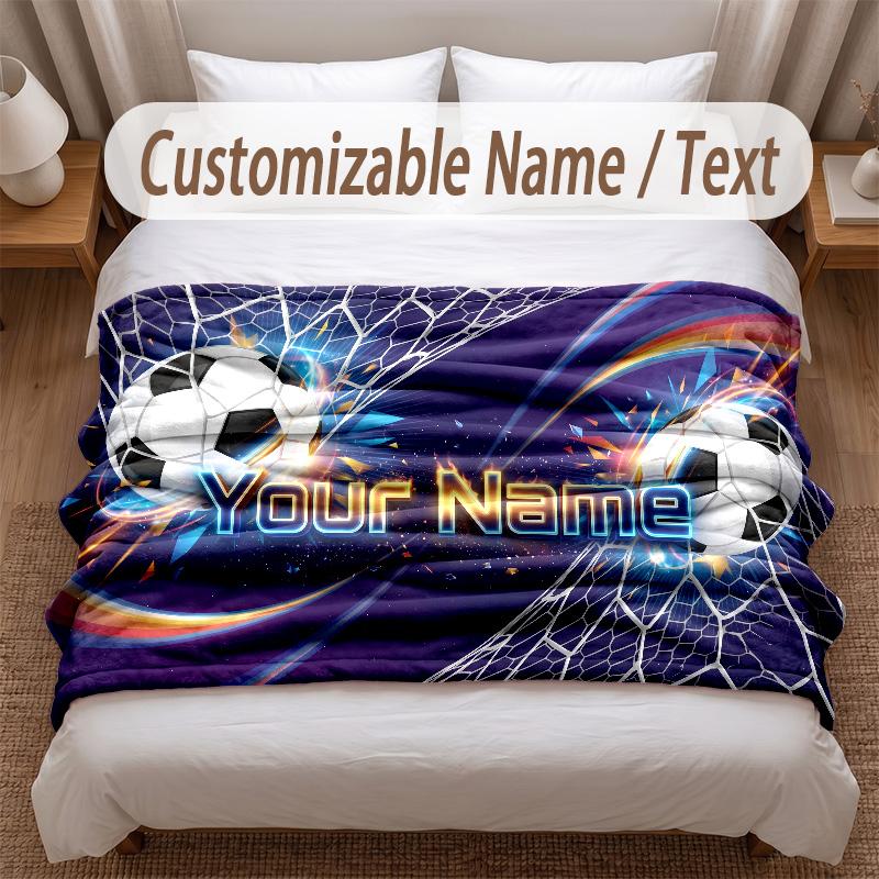 Celebration Theme Soft Blanket Personalized Custom Name Text Print Warm Blanket Home Sofa Bedroom Decor