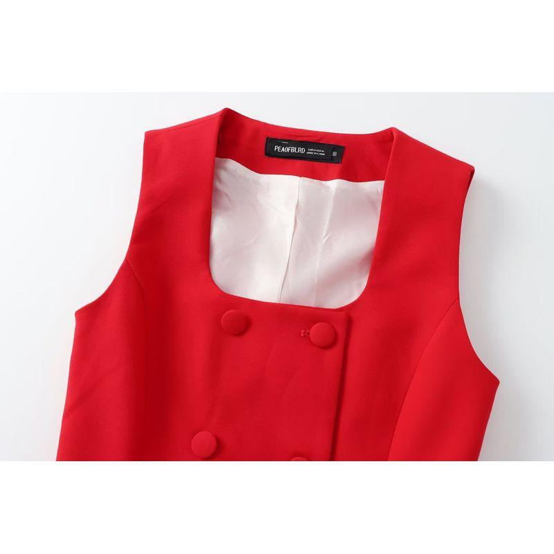 Kaslead New Arrival Women's Clothing Fashion Style Lining Button Decoration Vest Casual Pants 8010600 8011600