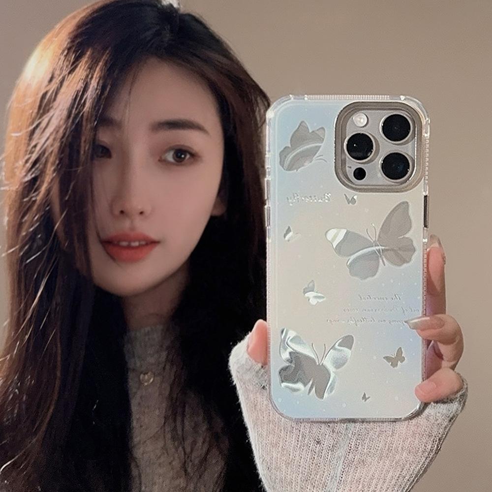Blue Gradient Hollowed-out Butterfly Case for IPhone 16, Apple Phone Case for IPhone 15 Pro Max, with Water Ripple Pattern