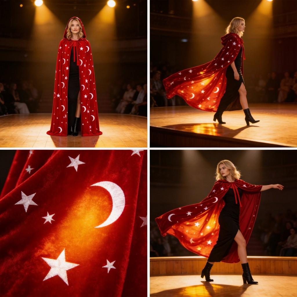 Medieval Star Moon Magician Cape With Vintage Style Polyester Material For Costume Parties