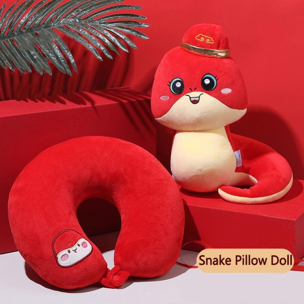 Creative Zodiac Snake Plush Doll Cute Plush Snake Toy Stuffed Neck Pillow  Festival Accessories