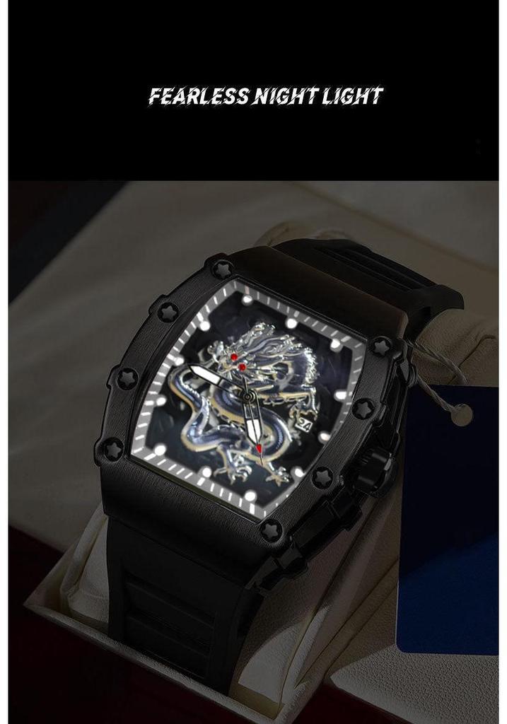 New Richard Domineering Silver Dragon Luminous Waterproof Men's Wristwatch