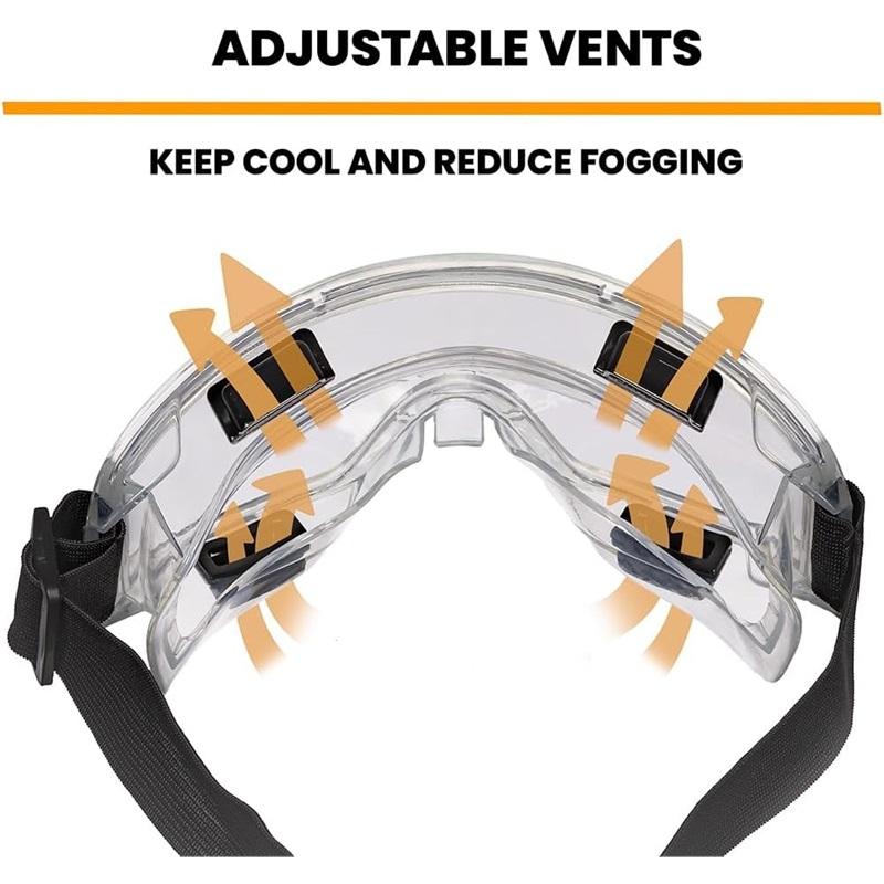 Safety Goggles Over Glasses, Anti-Fog Splash Proof Impact Resistant for Work Lab Construction