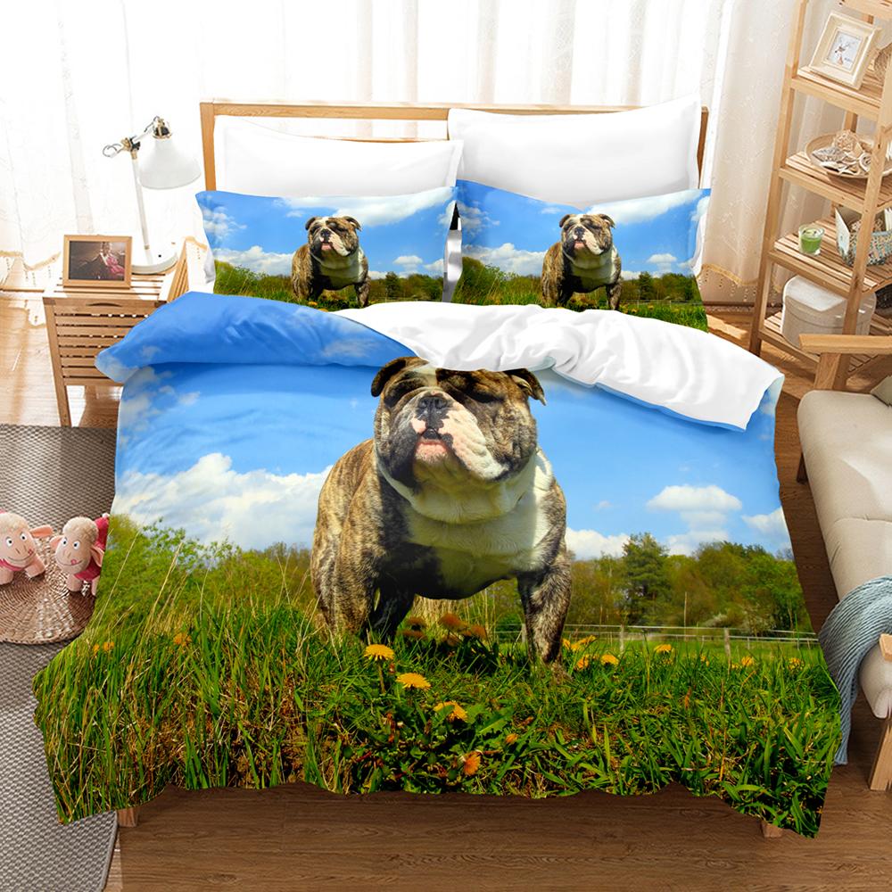 3D The Bulldog Sängkläder Påslakanset Med Örngott Twin Full Queen King Sängkläder Sänglinne