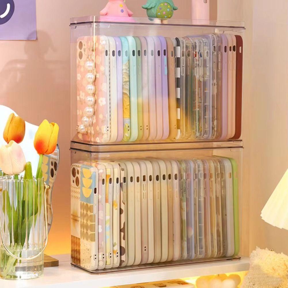 with Cover/Handle Mobile Phone Case Container Clean Desktop Phone Case Holder Cosmetics