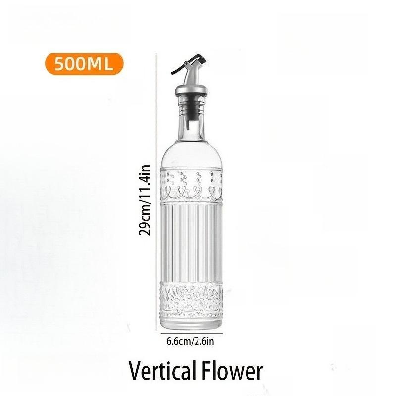 1PCS Oil Bottle Leak-Proof Glass Olive Oil Decanter Round with Pouring Spout, Cooking Oil Container Ideal Gift for Kitchen Tools