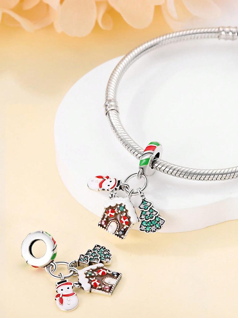 Christmas Snow House Socksbeads Charm Copper Plated Fit Charms Copperoriginal Bracelet For Jewelry Making Diy Charm