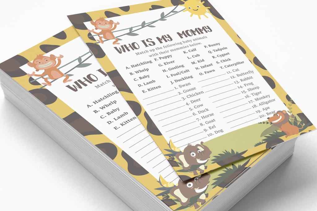 Inkdotpot 50 BabyA  AlphabetA  ABCA  GameA  Jungle Animals Baby Shower Game Gender Neutral Party