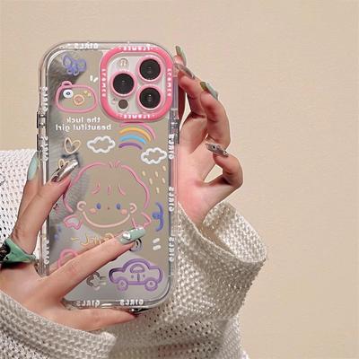 Style Ins Mignonne Fille Graffiti Convient pour Coque de Téléphone Mobile Apple Iphone15 Coque de Protection Complète 6promax 14/13