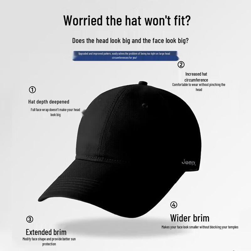 JEEP Unisex Sun Protection Baseball Cap Large (56-62cm, Adjustable)