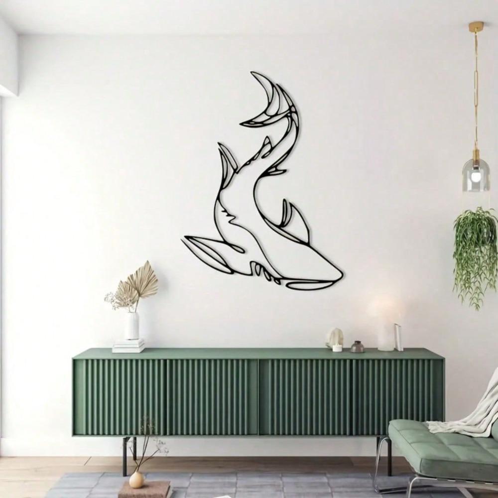 Shark Metal Art Bohemian Ocean Nautical Decor Laser Cut Coastal Wall Sculpture Modern Home Gift