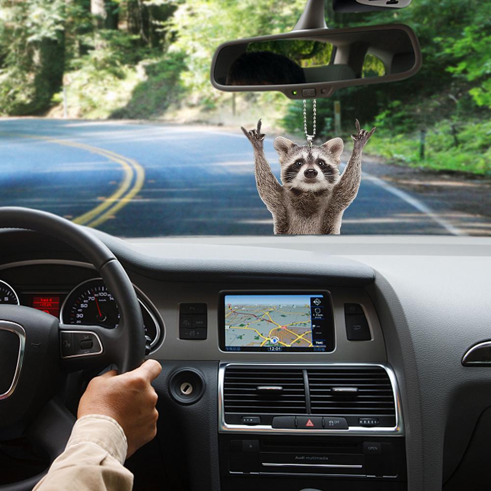 1-5pcs Raccoon Bear Key Pendant Acrylic Small Car Keychain Procyon Lotor Rearview Mirror Hanging Decor Jewelry Accessory Gifts