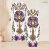 Women Plus Size Printed Two Piece Set Long Sleeve Open Front Cardigan Sleeveless Bodycon Dress