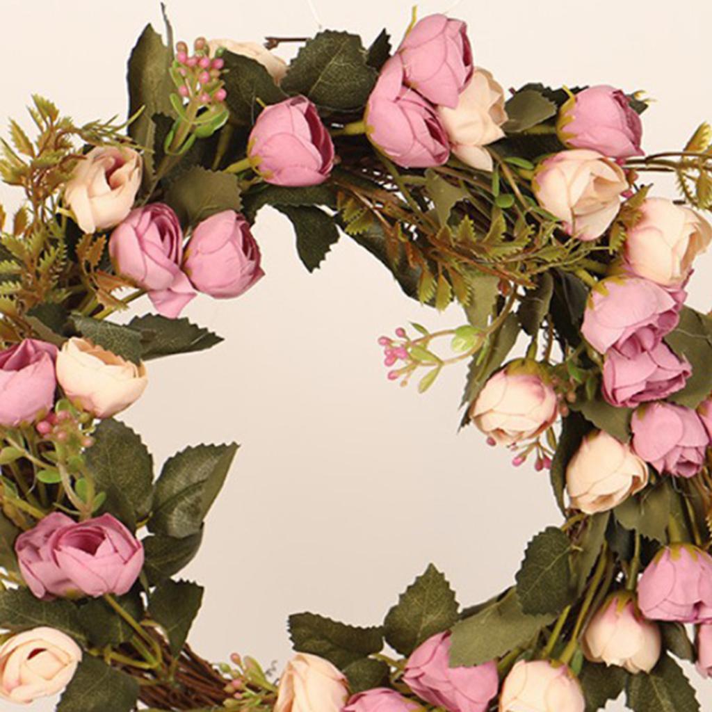 12" Artificial Wreath Rose Flower Door Wreath for Wedding Wall Home Decor