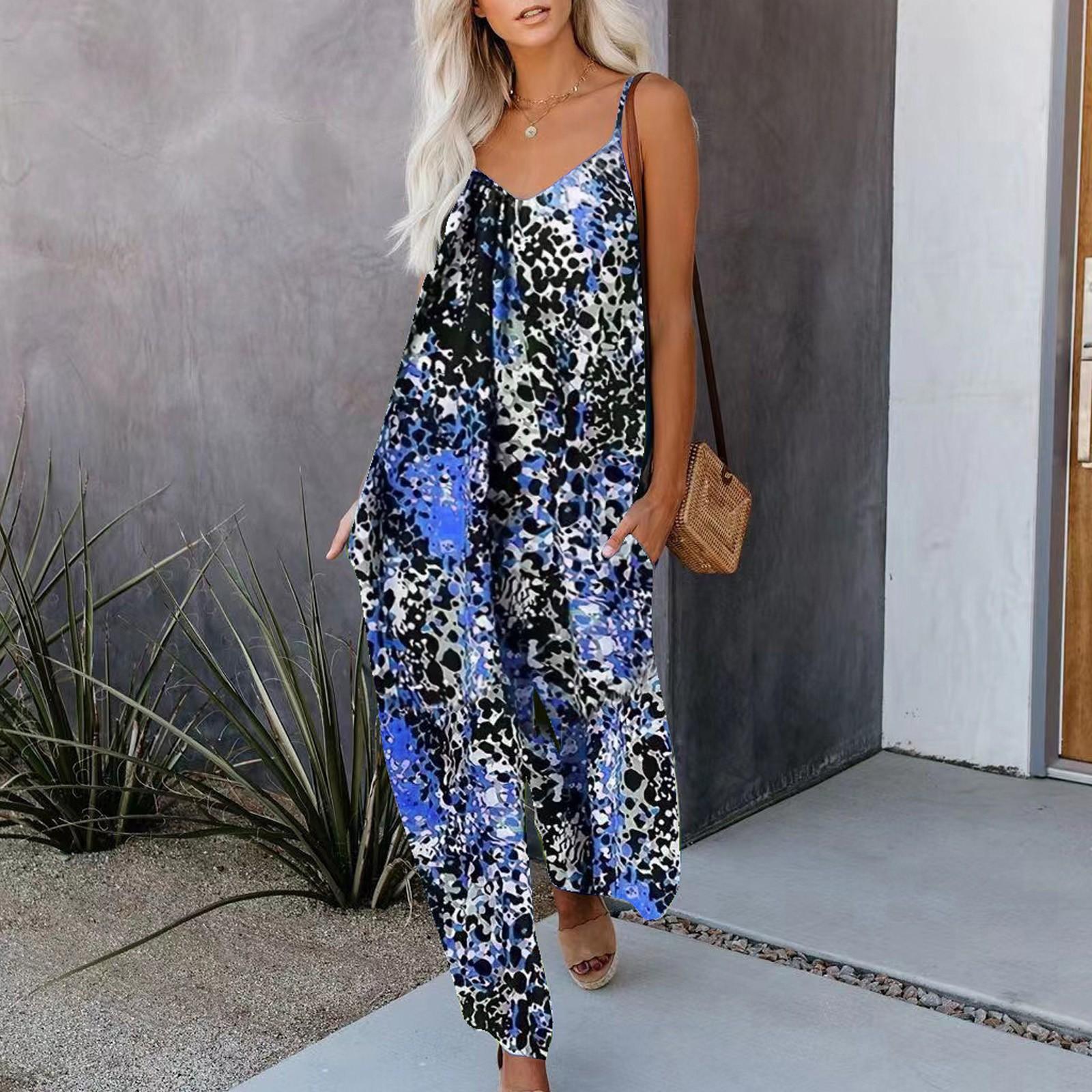 

Женский комбинезон на подтяжках с принтом коровы, летние повседневные свободные брюки XL