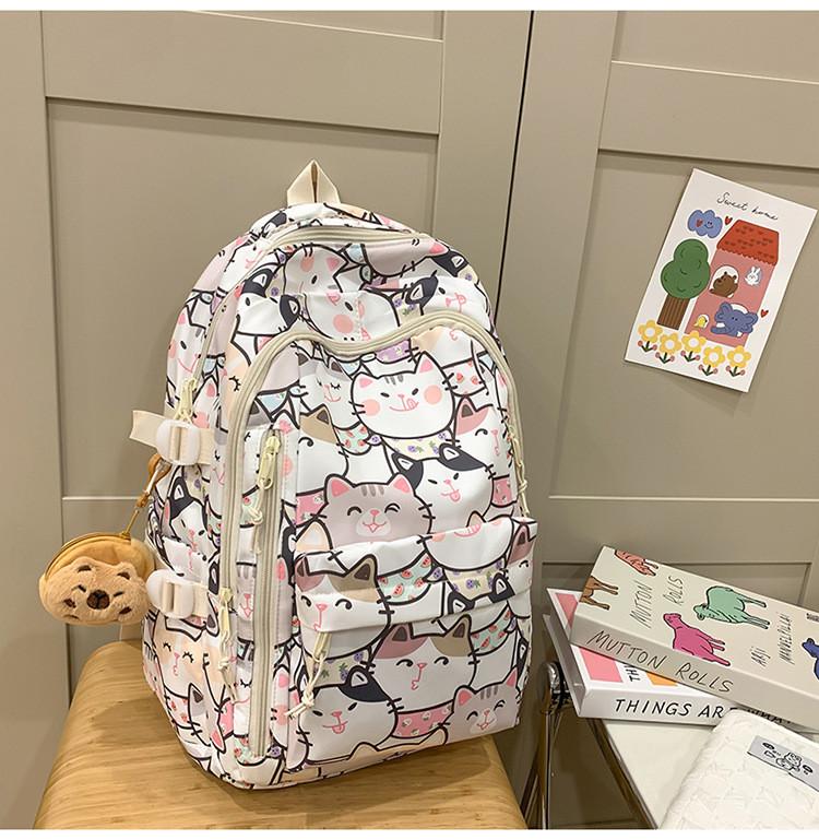 Capacity Large Backpack With Cartoon Cat Dog And Bear Print Designs Daily For