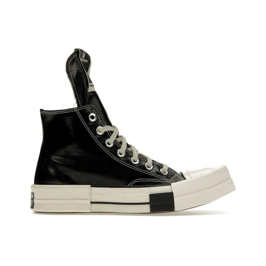 Rick Owens x Converse TURBODRK Chuck 70 High Black Lacquer Unisex Sneakers Egret Bone-White A01291C